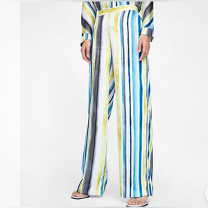 ZARA STRIPED PRINT STRAIGHT
CUT PANTS Wide-Leg satin